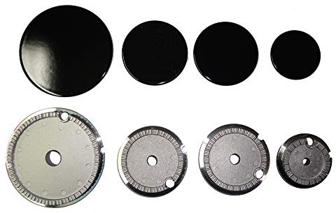 Franza - Kit 4 bruciatori spartifiamma + 4 piattelli smaltati neri per Electrolux Rex Aeg Zanussi - 1 grande - 2 medi - 1 piccolo - 50287425008 - KIT44050/OR - Prodotto originale