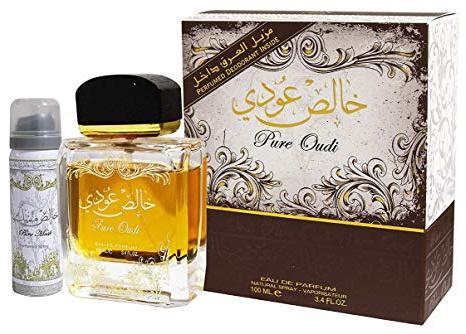 Pure Oudi (Khalis Oudi) 100 ml Edp Spray von Lattafa Nut Meg Agar Wood + gratis Deo Inside