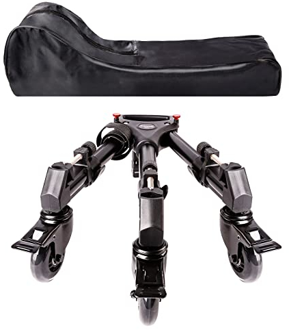 COMAN Treppiede professionale Dolly – Heavy Duty con gamba regolabile con ruote di bloccaggio e custodia per il trasporto compatibile con la maggior parte dei treppiedi, fotocamere,videocamere