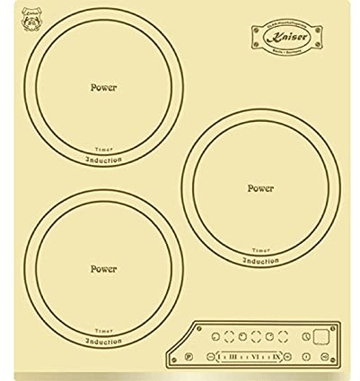 Kaiser KCT 4795 FI ELFAD, noir, plaque de cuisson encastrable, 3 zones de cuisson, 45 cm, commande entièrement tactile, autarcique, facettes, plaque à induction rétro, affichage des fonctions