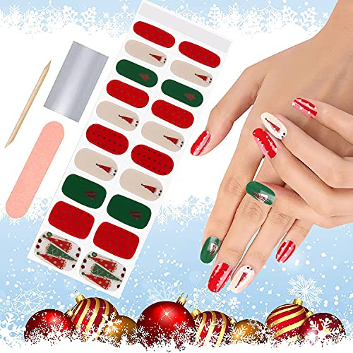 EBANKU Weihnachten Schneeflocke Baum Gel Nagelfolien Nail Wraps Nagellack Aufkleber Halbgehärtete Gel Nagellack Aufkleber UV/LED-Lampe Erforderlich Cured für Frauen Mädchen Nageldekoration