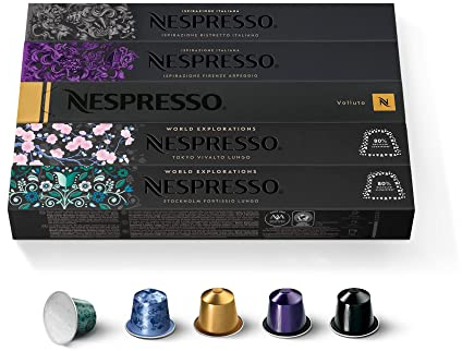 NESPRESSO ORIGINAL, Auswahl an Espresso und Lungo Kaffees, Helle bis dunklere Röstungen, Kompatibel mit ORIGINAL Kapselmaschinen, Kapsel Set aus 50 Kaffeekapseln