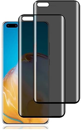 Hkess 2 Pièces Verre Trempé Anti Espion avec Huawei P40 Pro - Anti Spy Film de Protection Dureté 9H, Privacy Film Protection Écran, 3D Vitre Protecteur Filtre Confidentialité
