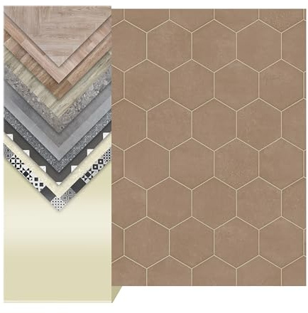 Primaflor PVC Bodenbelag Meterware TURVO - Fliese Marseille, Terra, 2,00m x 1,00m, Vinyl-Boden in Fliesenoptik für Küche, Wohn- und Badezimmer, Hochwertige Auslegware, Anti-Rutsch Oberfläche