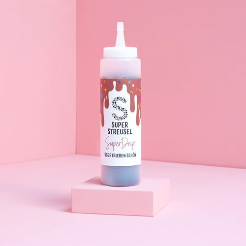 Super Streusel SuperDrip Braun - Drip Cake Glasur Schoko (300g) | Fertige Cake Drip Kuchenglasur für Torten, Cupcakes, Cake Pops & Plätzchen, Zuckerschrift in Flasche