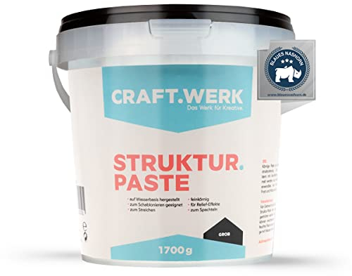 CRAFT.WERK - 1,7kg Strukturpaste Leinwand (grob) - hochwertige Strukturpaste für Acrylmalerei - einfärbbare Spachtelmasse Acrylmalerei - Made in Germany
