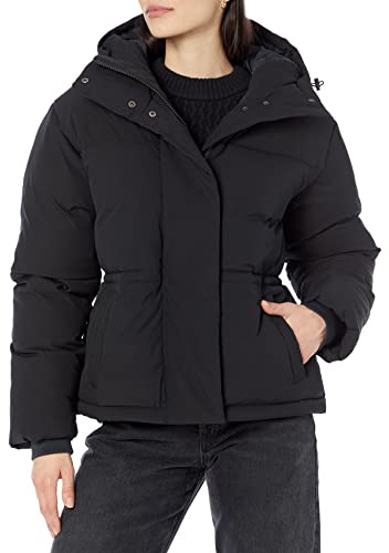 Amazon Essentials Chaqueta Acolchada de Cintura Corta para Mujer (Disponible en Tallas Grandes), Color Negro, Talla L