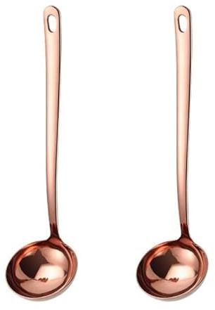MBBITL Lot de 2 louches à soupe de 7,4 cm en acier inoxydable 304 – Or rose