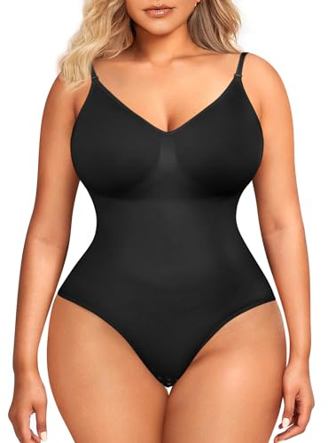 BRABIC Bodysuit for Women Seamless Tummy Control Shapewear Sleeveless Tank Tops Body Shaper (Black 1, X-Large/XX-Large)