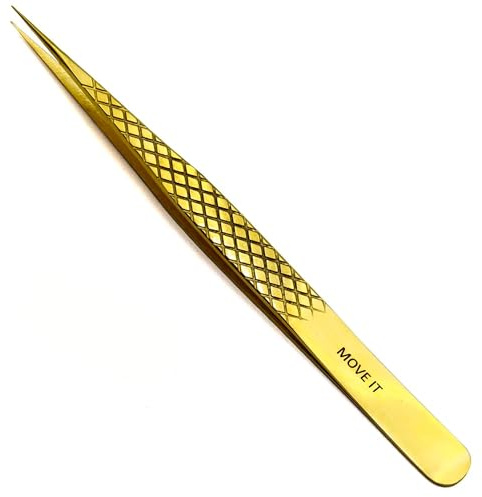 LLBA Pinzas profesionales para aplicar pestañas postizas de volumen, pinzas de múltiples formas y propósitos, pinzas de agarre antideslizante para volumen, aislamiento y pestañas clásicas (dorado
