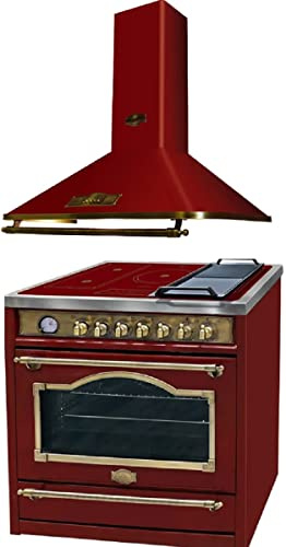 Kaiser HC 93655 IRotEm Cuisinière électrique 90 cm + Hotte aspirante A 9315 Rouge 90 cm