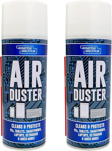 Air Duster Can 400ml 2Pk- Professional-Grade Compressed Air Spray for PC, Keyboard, Electronics, and Car Cleaning - Protect, Maintain, and Blow Away Dust & Dirt - Easy to Use with Extension Tube
