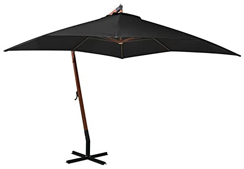 GuyAna Ombrellone a Sbalzo Nero 3x3 m Palo in Abete Massello,Ombrellone da Giardino,Ombrellone a Sbalzo,Ombrellone da Spiaggia