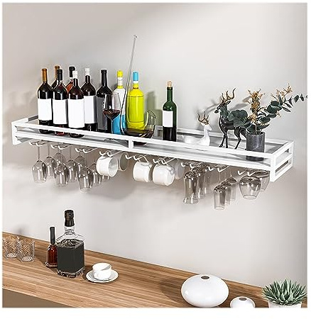 LIGUOYI Porta Bicchieri da Vino da Parete Versatile Nero/Oro/Bianco, Risparmio di Spazio per Casa Cucina