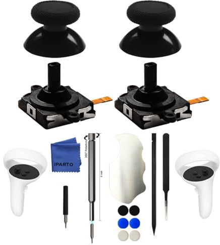 iParto [New 3rd Generation 2 Pack Joystick with Cap Replacement for Oculus Quest 2 Controller Analog ThumbStick Replacement for Meta Quest 2 Controller with Tools