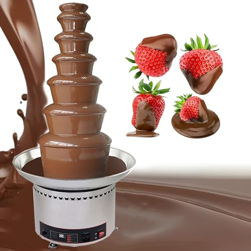 Macchina Fontane Cioccolato Commerciale, Fontana Elettrica Fonduta Cioccolato In Acciaio Inossidabile Con Fusione A Caldo, Ideale Formaggio, Salsa Barbecue, Caramelle, 7 Livelli