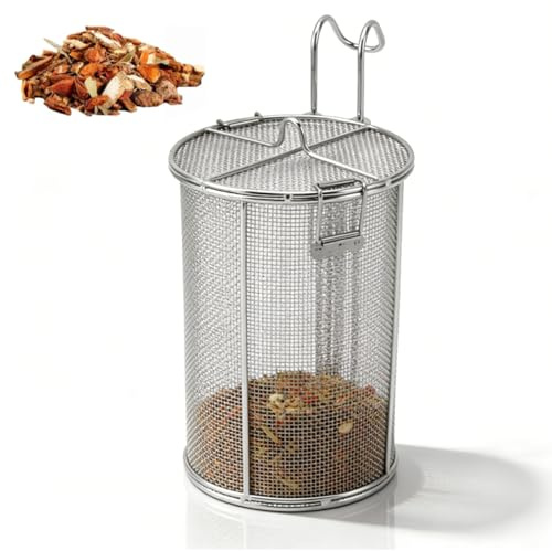 Seasoning Strainer, Stainless Steel Tea Infuser Spice Filter Soup Seasonings Seperation Basket Cooking Spice Filter with Hanging Hook Extra Large Tea Ball Strainer, 5.1 x 10.2 x 8.3in