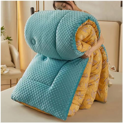GOFOHIMI Winter Baumwolle Bettdecke - Körniger Samt Warmer Quiltkern, Gewaschene Baumwolle Vier-Jahreszeiten-Bettdecke, Weiche Und Hypoallergene Bettdecke, Dicke Steppdecke,F,220x240cm(4kg)