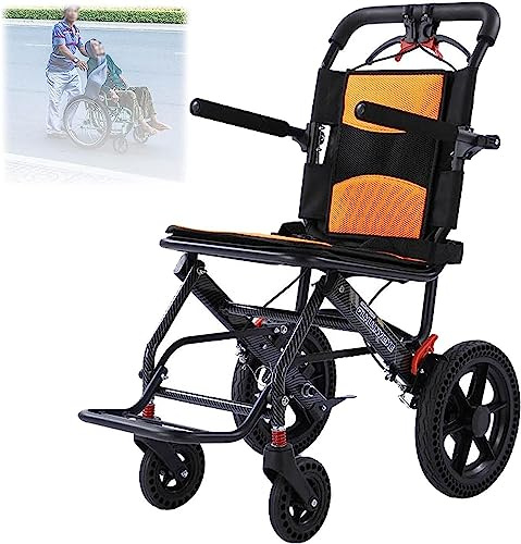 Carrozzina da viaggio in alluminio Con freno a mano Sedia a rotelle compatta, sedia da viaggio di transito, carrelli portatili per anziani e bambini viaggi aerei (Size : B)