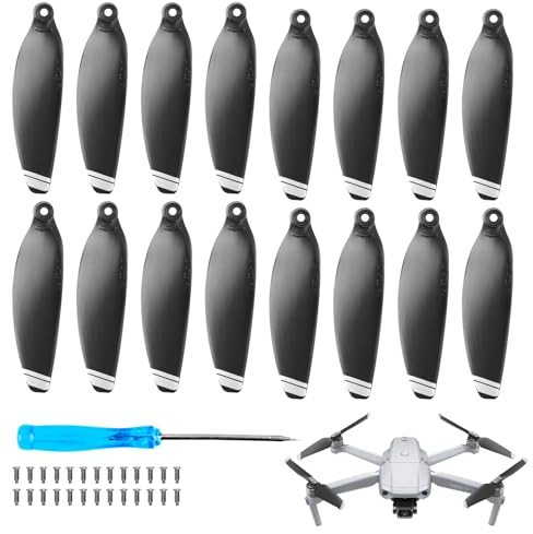 16 Stück Propeller Kompatibel mit DJI Mini 2, Mini 2 Se, Mini Se, Drohnenzubehör Schwarz Unsichtbar Ersatzpropeller Blätter Geräuscharmer Drohnenpropellerblätter mit Silberner Kante