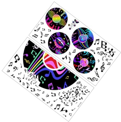 MUCKLILY 2 Blätter dekorativer Wandaufkleber Musik Wandtattoo Noten Ornament Wohnkultur Abziehbilder für Wände abziehen und aufkleben Wohnzimmer-Wanddekoration Rock'n'Roll