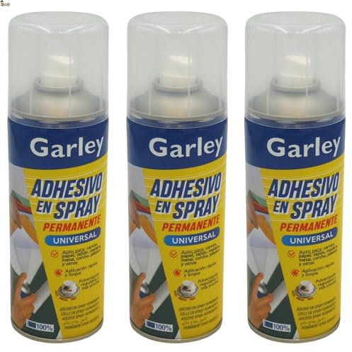 BricoLoco.com Spray adesivo permanente Pack 3 x 400 ml. Colla spray universale per tessuto, tappezzeria, tessile, carta, cartone, artigianato, legno, sughero, metallo, plastica e altri (3)
