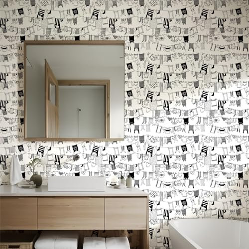 Selbstklebende Tapete Schwarze Graue Streifen Strukturtapete Wandtattoo Schlafzimmer Tapete Selbstklebend Vliestapete Wallpaper for Living Room Tapeten Leicht zu Entfernen Wandschutzfolie 38.6x250.6cm