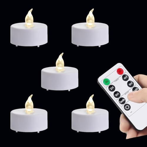 LED-Teelichter mit Fernbedienung, flackernde, flammenlose Kerzen, lange Lebensdauer über 400 Stunden, batteriebetrieben, mit Timer für Heimdekoration, saisonale und festliche Feiern, Warmweiß, 24