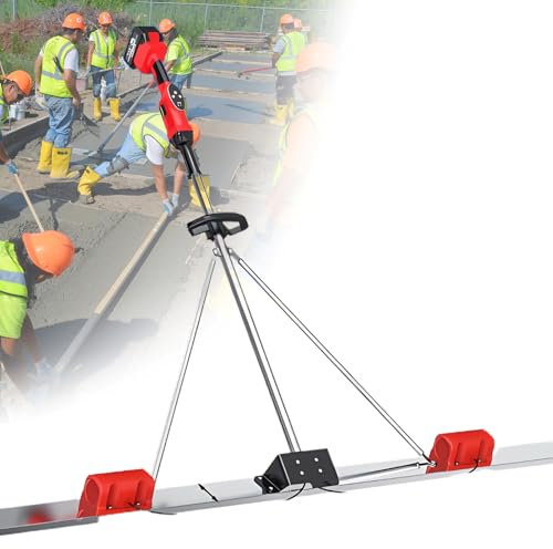 LFfwynog Outil de Finition de kit Vibrant de Chape en béton, Outil de vibrateur de Finition de béton de Chape de Puissance de Moteur sans Brosse avec Panneau en Acier Inoxydable,2battery-2motor-1.5M