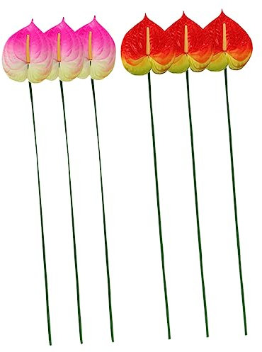STOBAZA 6stücke Künstliche Anthurie Aus Kunststoff Anthurie-Blumen Für Dekoration Anthurie-Requisiten Für DIY Hochzeit Geburtstag
