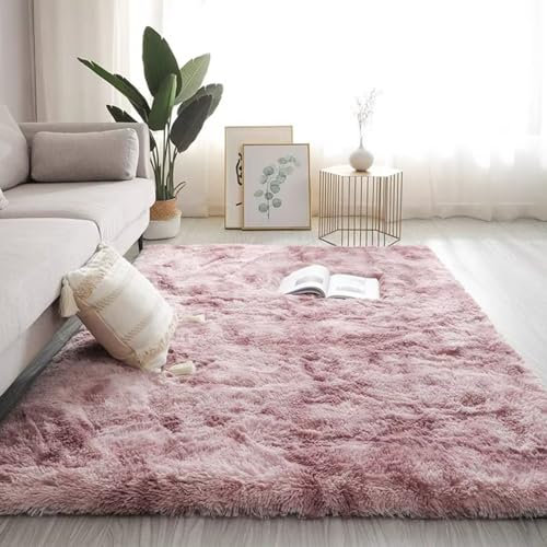 XUEDNGM Teppich Kunstfell Teppich Hochflor 80 x 190 cm Flauschig, Weich, Pflegeleicht, Anti-Rutsch, Waschbar Hochflor Teppich Wohnzimmer Flauschig Fellteppich für Wohnzimmer, Schlafzimmer, lila rosa