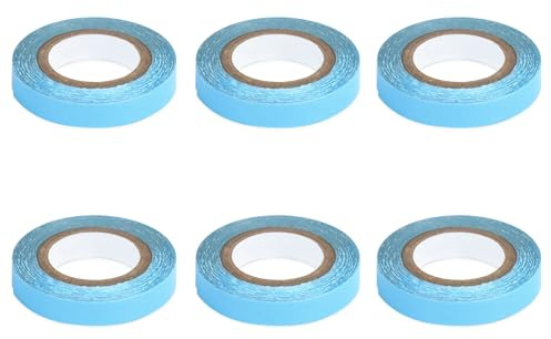 HJJMN 6 Rolls Hair Extension Tape Roll, 0.8cm*3Yards Wig Lace Support Tape, Blue Double Sided Wig Adhesive Tape Roll, Strong Adhesive Hair Extension Support, Waterproof Nano Hair Tape for Woman Man