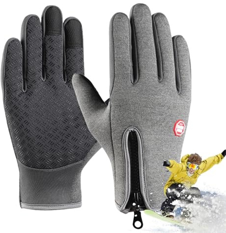 Guanti da corsa, antivento, impermeabili, per touch screen, design con cerniera, guanti caldi per ciclismo per donne e uomini