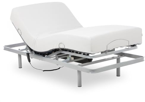 Geriafy – Lattenrost elektrisch verstellbar mit 20 cm viscoelastischer Tencel-Matratze | Frisches und weiches Gewebe (90x190 cm, Kabelsteuerung)