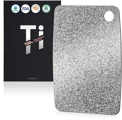 Titan Schneidebrett, Schneidebretter aus 100% Titanium, Antibakterielle Küchenbrett - EPA-Zertifiziert, BPA-freies Doppelseitiges Titanium Cutting Board, ideal für Fleisch, Gemüse & Obst (20x30 cm)