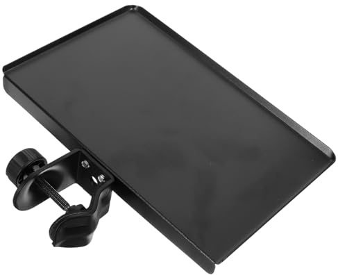 HOMSFOU Steel Microphone Rack Stand around Fixation Clip and Stronger Bearing Weight, Black Desktop Mic Storage Tray Suitable for Conference Room and Lecture Hall