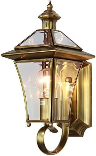 HSTBLEOO Outdoor Wall Lantern Lamp Waterproof Copper Garden Decoration Wall Sconces Copper Stylish(Large)