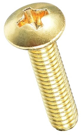 METALLIXITY Machine Screws Phillips Head(M4-0.7x16) 60Pcs, Brass Round Head Phillips Drive Furniture Bolts - for Woodworking & Furniture Assembly, Yellow
