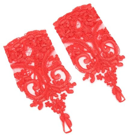 Ipetboom Kurze Blumenspitzengriffe Für Braut Elegante Hochzeits-handschuhe Mit Floraler Spitzenstickerei in Rot Einheitsgröße Für Veranstaltungen Und Feste