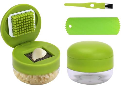 Tianher Prensa Ajos,Machacador de Ajos Garlic Press con Pelador de Silicona y Cepillo Limpiador Fácil de Usar Ideal para la Cocina para Rallar Ajo Jengibre