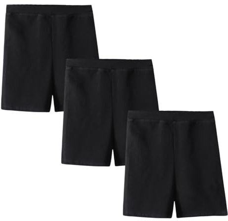Smivibe Girls Cotton Shorts Breathable Kids Cycling Short Leggings PE Dance Modesty Shorts Safety Dress Bike Pants Gymnastic Under Skirts Pack of 3 Black 14-15 Years
