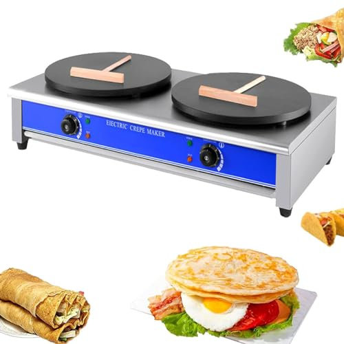QUSYZD Crêpière électrique 3000 W, Plaque chauffante Commerciale pour crêpes, Plaque chauffante antiadhésive à Puissance de feu réglable, pour blintzes,
