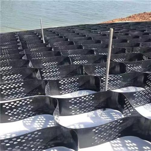 Rejilla de soporte de geomalla de entrada inclinada, rejilla de grava plegable de 2 a 4 pulgadas, alta capacidad de carga para patios y senderos paisajísticos (altura de 5 cm, 3 x 9 m/10 x 30 pies)
