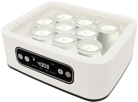 20 W Joghurtbereiter mit 9 Bechern, Oghurtbereiter mit Temperatur- und Timer, Käse-/Natto-Zubereiter für Joghurt, Natto und Reiswein.