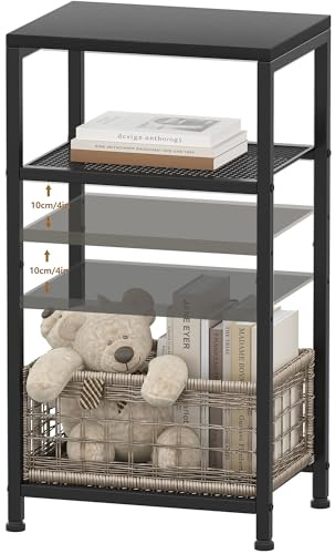 Heybly Small Side Table, 29.1 Tall End Table with Adjustable Shelf，Telephone Table, Nightstand, Accent Table Stand, Small Entryway Table, Bedroom,Living Room, Office,Bathroom, Black, HET003BK1