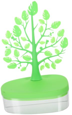 OUNONA Soporte para Joyas Forma de Árbol Organizador Multifuncional para Anillos Pendientes y Collares Diseño Resistente y Decorativo para Hogar y Oficina Color Verde