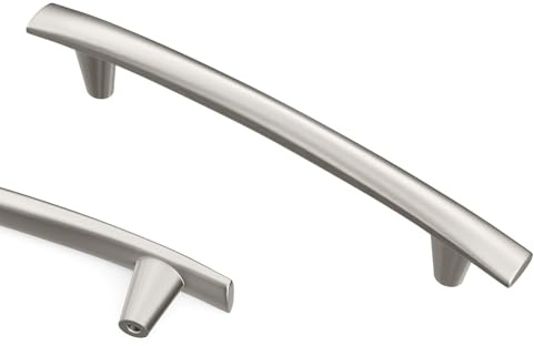 Goldenwarm 5 Stück Möbelgriffe Silber, 128mm lochabstand Griffe für Küchenschränke, Küchengriffe in Gebürstetem Silber, Gewölbt Küchenschrank Griffe, Modern Universal Schrankgriffe