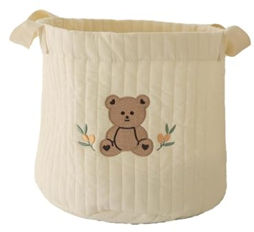Jiuvaso Cestino portaoggetti per Pannolini, Cestino portaoggetti per Neonati, per Vestiti e Giocattoli per Bambini, per Campeggio e Viaggi, Orso Seduto Grande