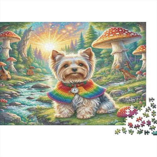 Yorkshire Terrier Heavyweight Paper Yorkshire Terrier with Mushrooms And Stream Jigsaw Puzzle Beginner Friendly Relaxing Activity 70x50cm/1000pcs