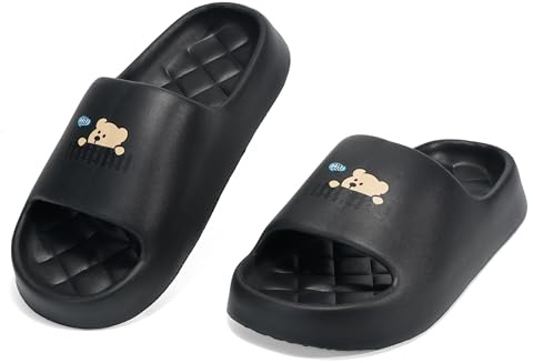 CLEIKS Mules Homme Femme EVA Pantoufles Maison Antidérapantes Sandales de Douche Motif Ours Mignon Salle de Bain WES260108FR